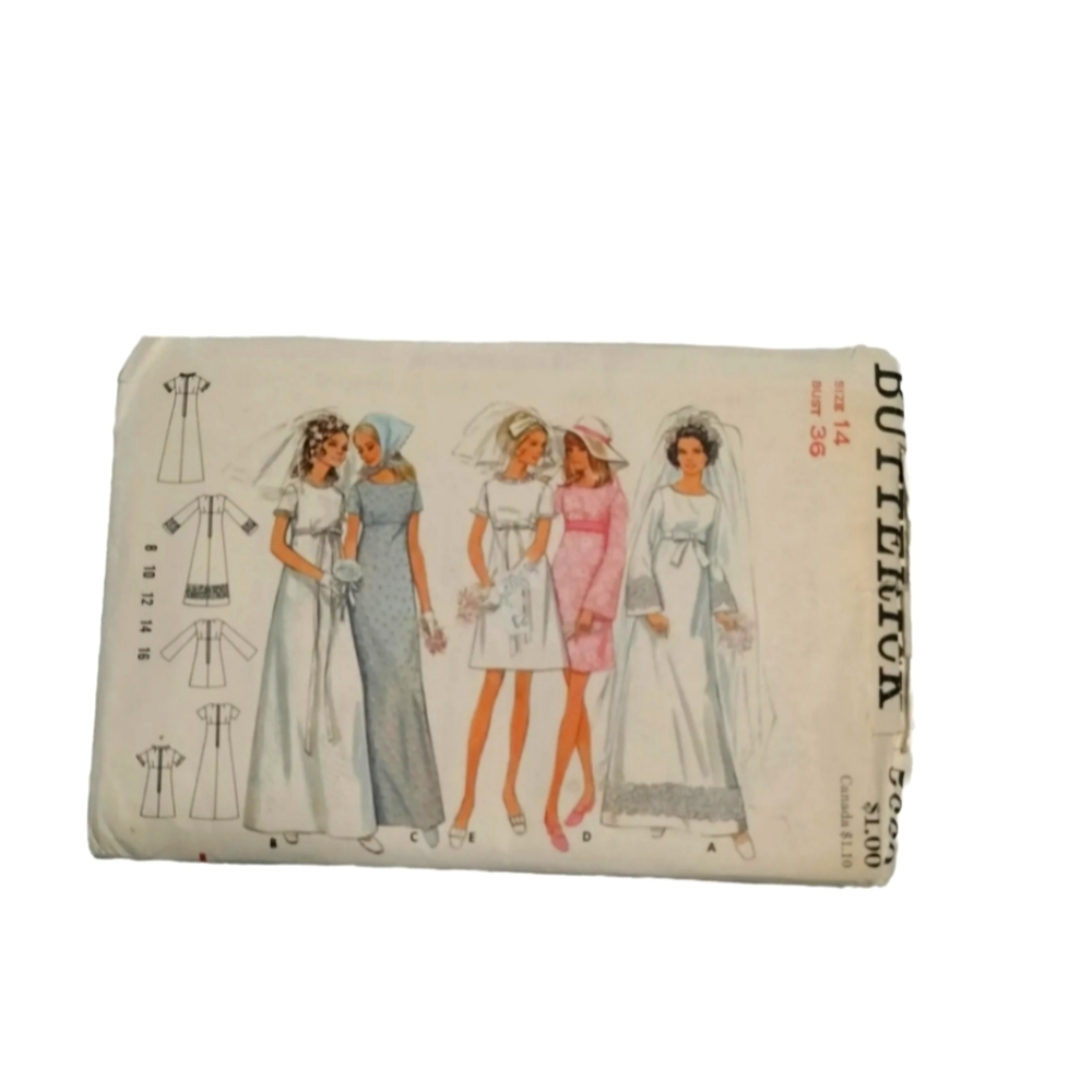 Vtg Wedding Butterick  Dress Sewing Pattern 5660 Size 14, Cut